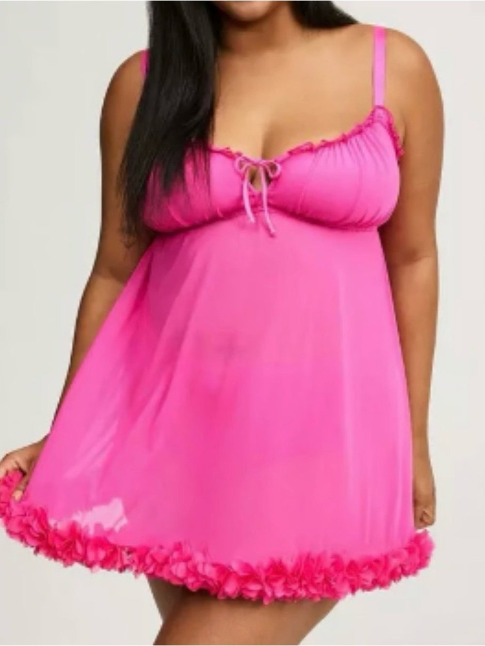 Bombshell Hot Pink Sheer Babydoll Chemise Lingerie Size 3